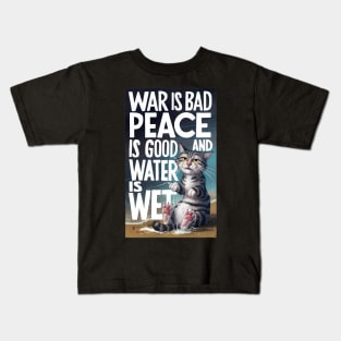 War Is Bad, Peace Is Good, and Water Is Wet Kids T-Shirt